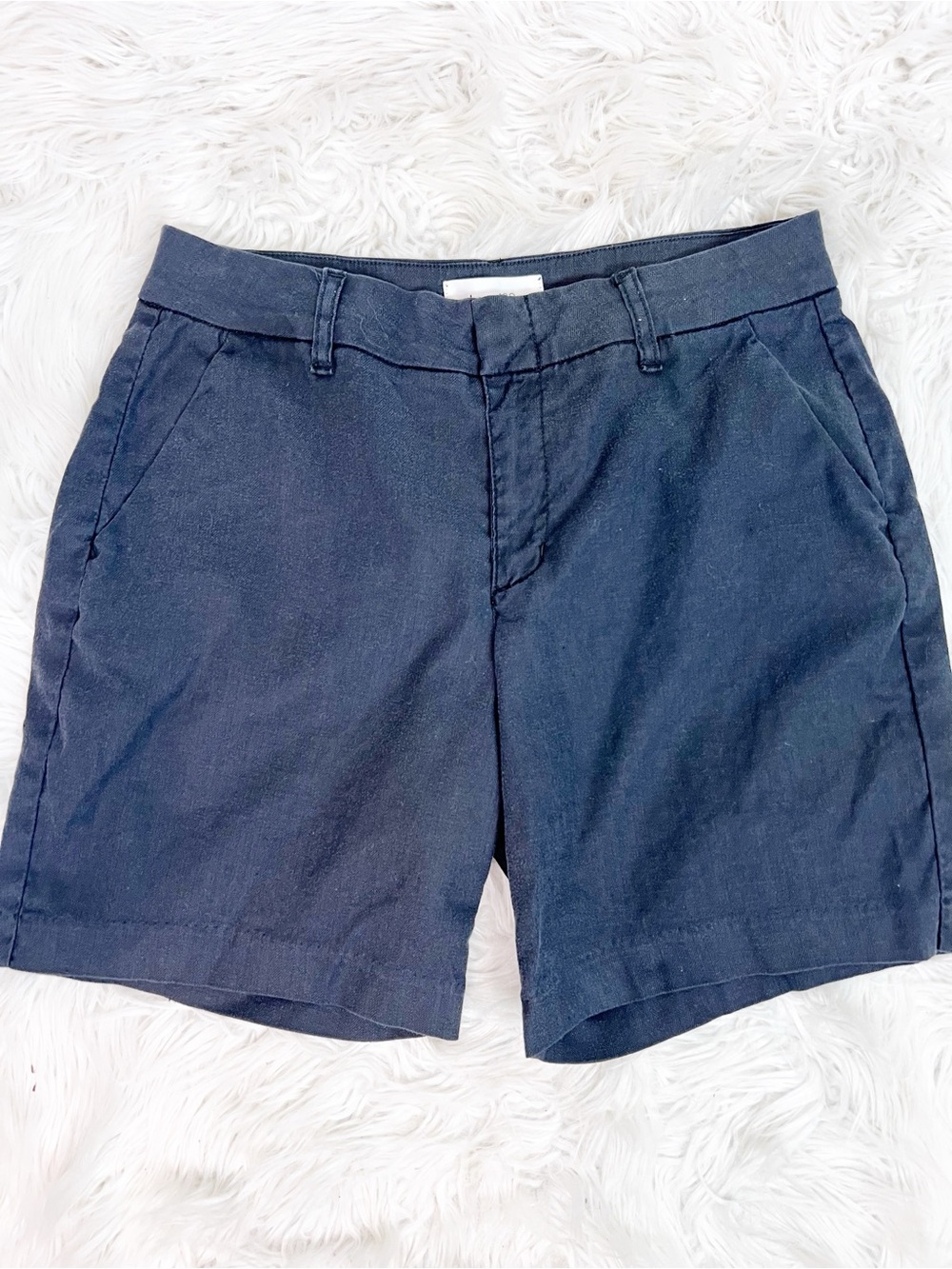 LEVEL 99 BLACK FLAT FRONT LINEN BLEND SHORTS WOMENS SZ 27